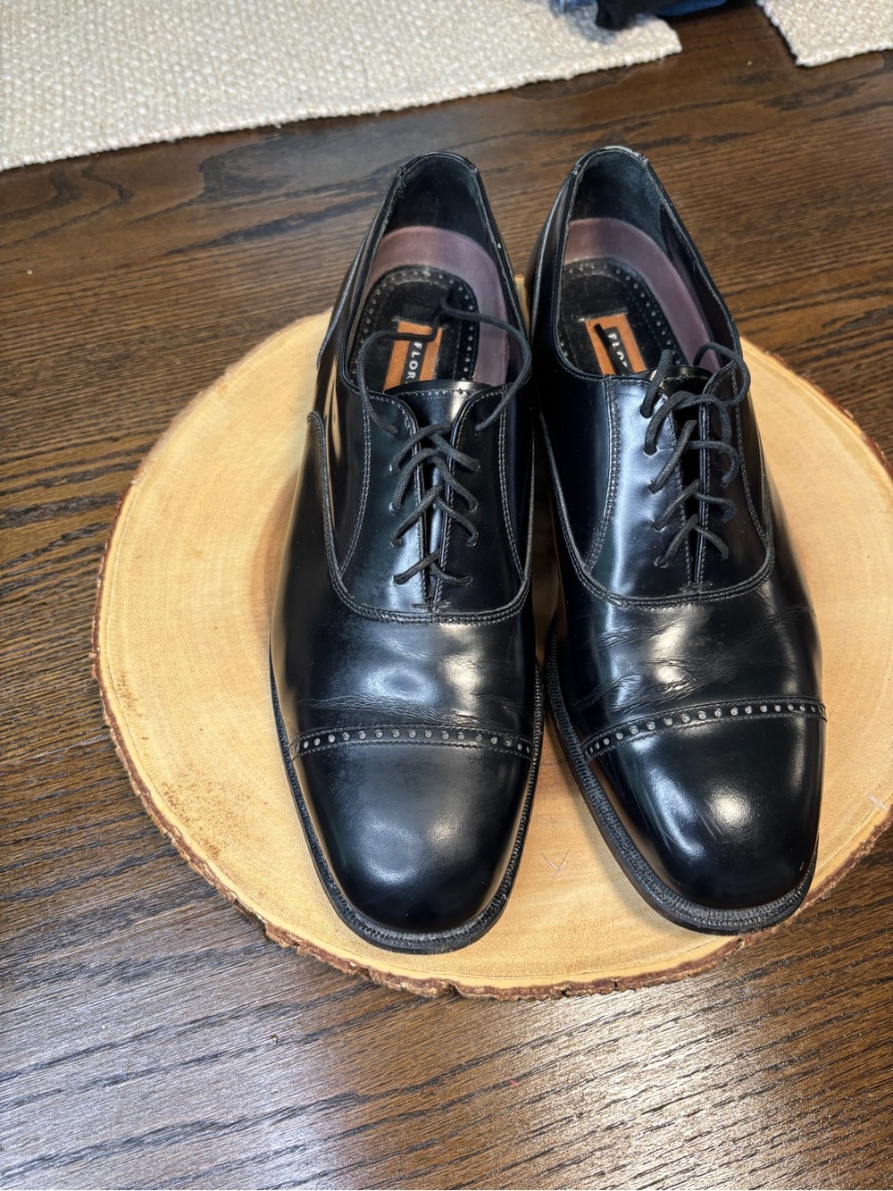 Florsheim Black Cap-Toe Lace-Up Oxfords